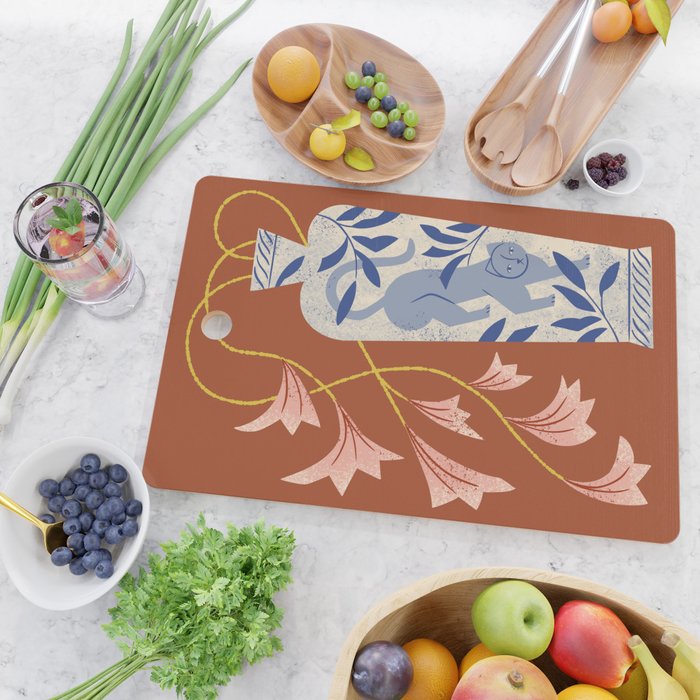 Lilies And Porcelain Cat Vase Cutting Board Gallery Image 2