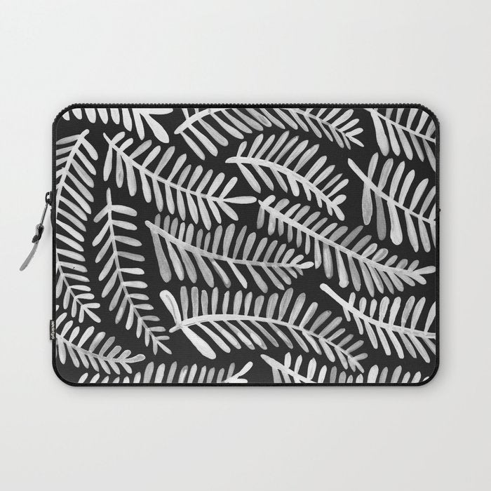Modern Fronds - White on Black Palette Laptop Sleeve Gallery Image 1