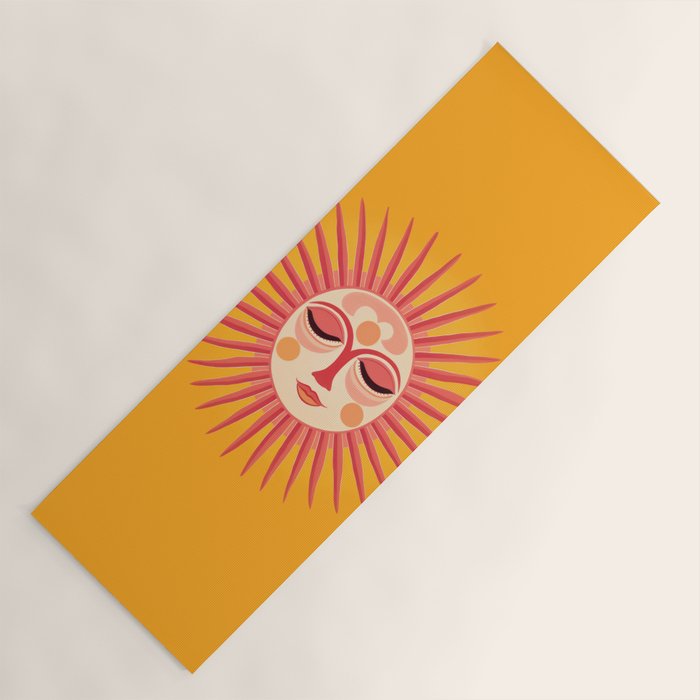 Warm Days And Whimsical Rays Sun Face Yoga Mat Gallery Image 1