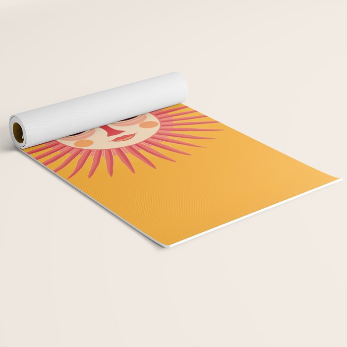 Warm Days And Whimsical Rays Sun Face Yoga Mat Gallery Image 2