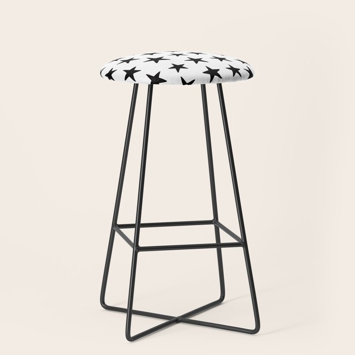 Star Pattern Black On White Stool Gallery Image 1