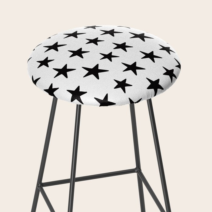 Star Pattern Black On White Stool Gallery Image 2