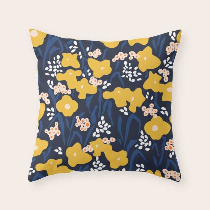 Popular floral pattern  - scandinavian style Throw Pillow Gallery Image 1