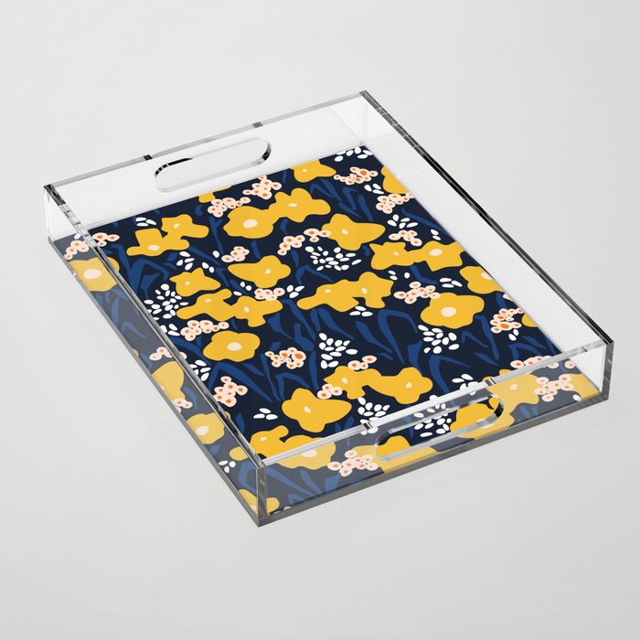 Popular floral pattern  - scandinavian style Acrylic Tray Gallery Image 1
