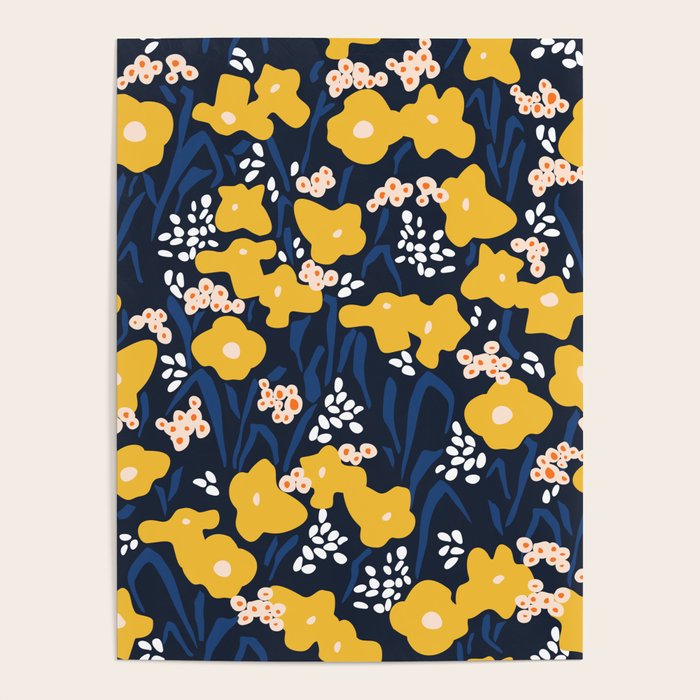 Popular floral pattern  - scandinavian style Poster Gallery Image 1