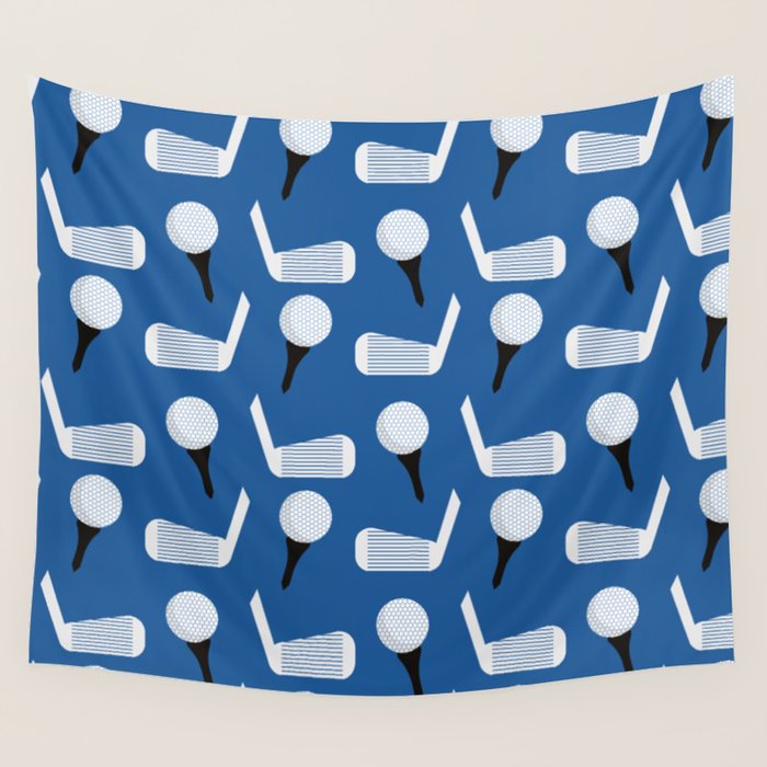 Golfing Pattern (Blue) Wall Tapestry Gallery Image 4