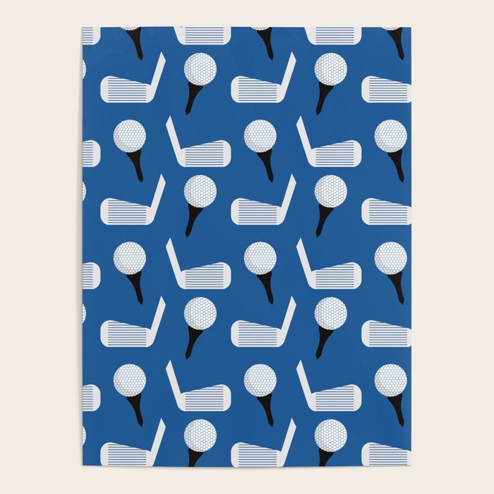 Golfing Pattern (Blue) Poster Gallery Image 4