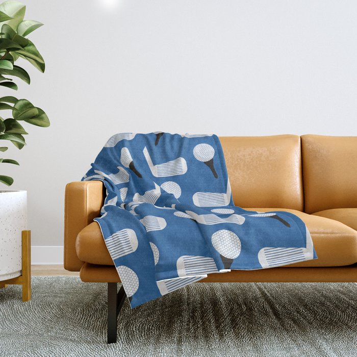 Golfing Pattern (Blue) Throw Blanket Gallery Image 1