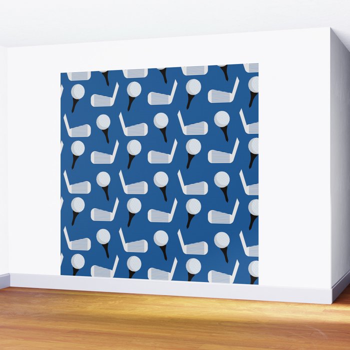 Golfing Pattern (Blue) Wall Mural Gallery Image 2