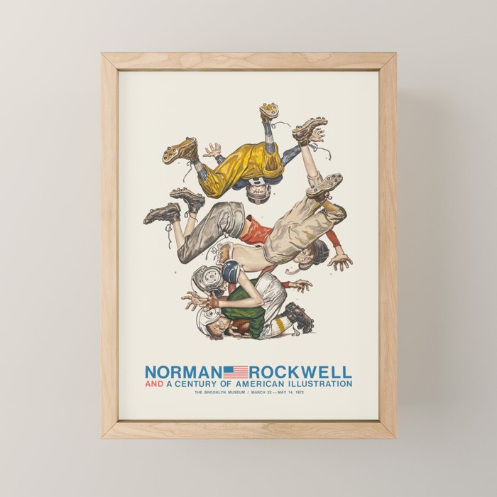 Norman Rockwell Art Exhibition Poster with Football illustration Mini Art Print Gallery Image 1