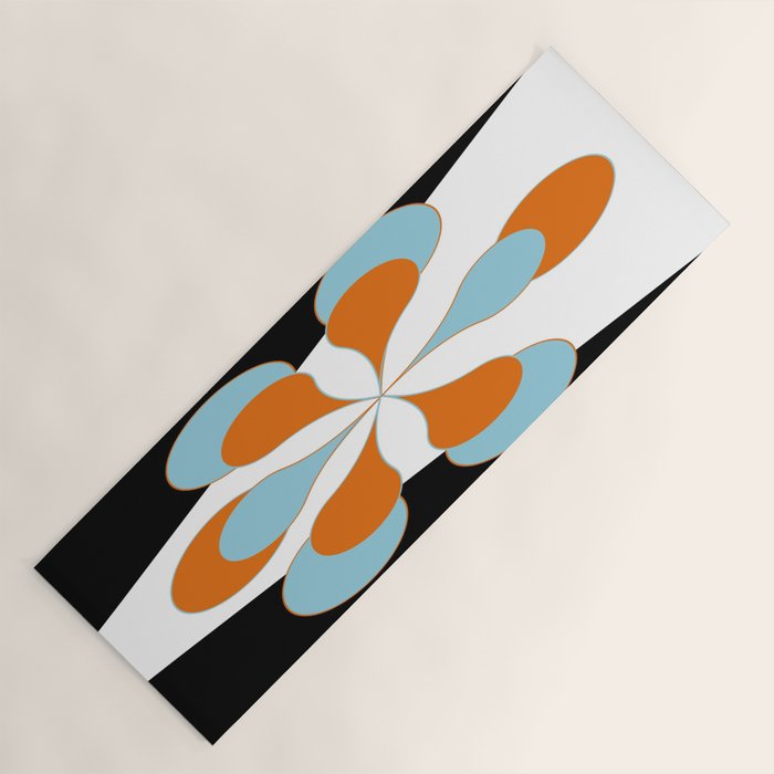 Mid-Century Modern Art 1.4 Aqua Orange Flower Yoga Mat Gallery Image 1