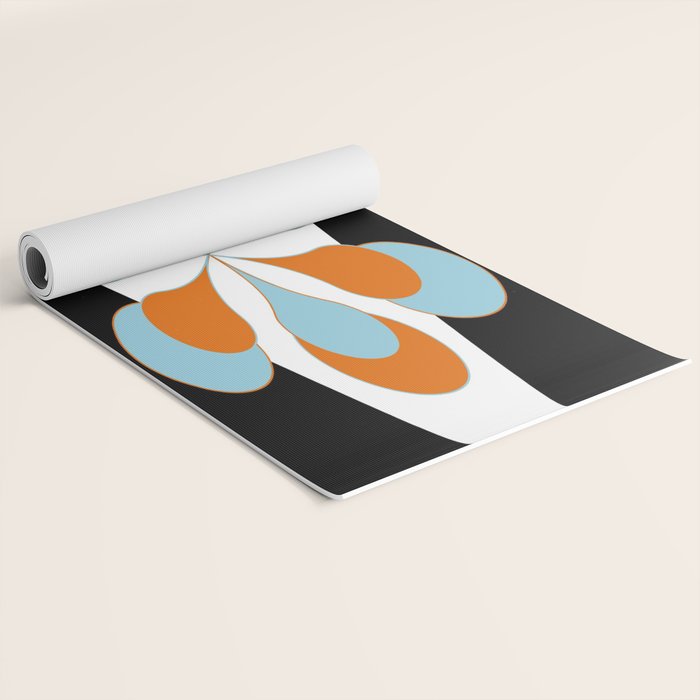 Mid-Century Modern Art 1.4 Aqua Orange Flower Yoga Mat Gallery Image 2