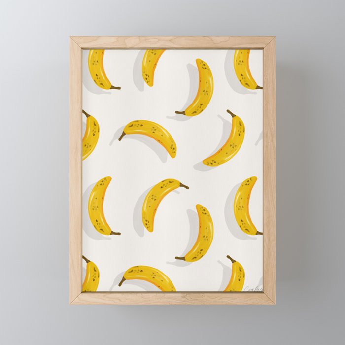 Banana Pattern - White Mini Art Print Gallery Image 1