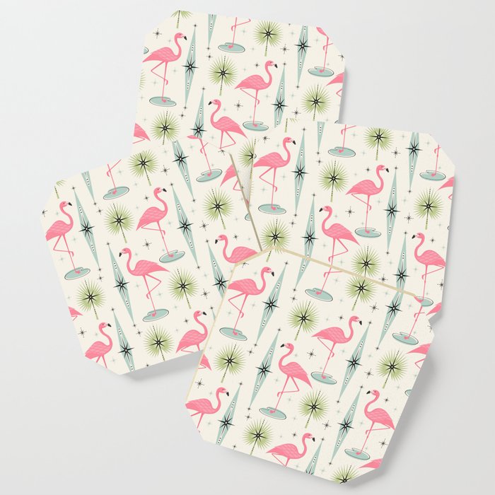 Atomic Flamingo Oasis - Larger Scale ©studioxtine Coaster Gallery Image 1
