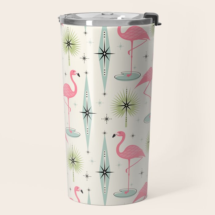 Atomic Flamingo Oasis - Larger Scale ©studioxtine Travel Mug Gallery Image 2