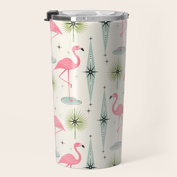 Atomic Flamingo Oasis - Larger Scale ©studioxtine Travel Mug Gallery Image 3