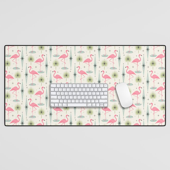Atomic Flamingo Oasis - Larger Scale ©studioxtine Desk Mat Gallery Image 1