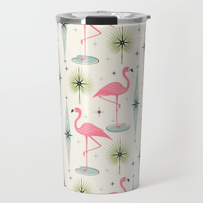 Atomic Flamingo Oasis - Larger Scale ©studioxtine Travel Mug Gallery Image 1