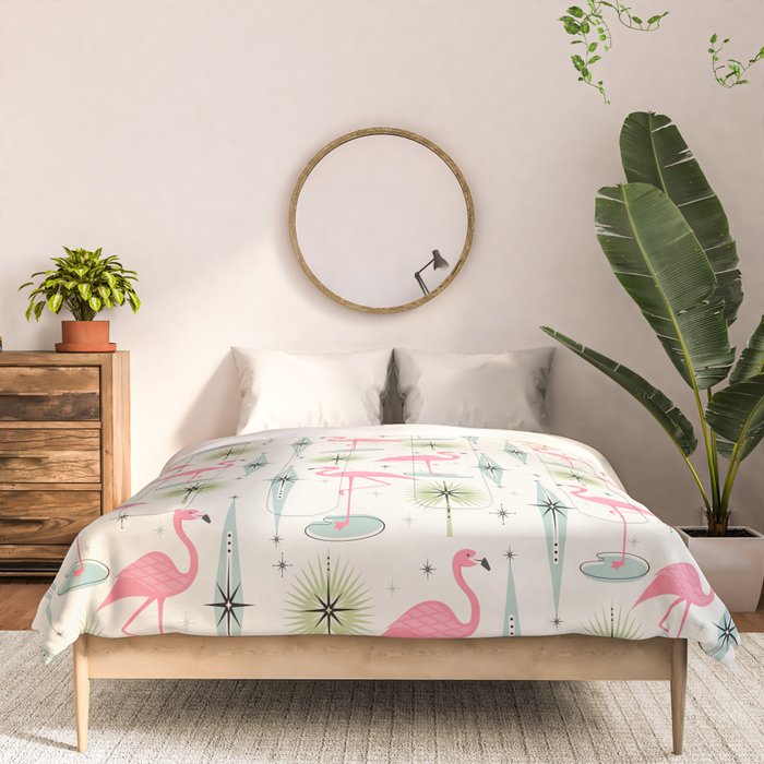 Atomic Flamingo Oasis - Larger Scale ©studioxtine Comforter Gallery Image 3