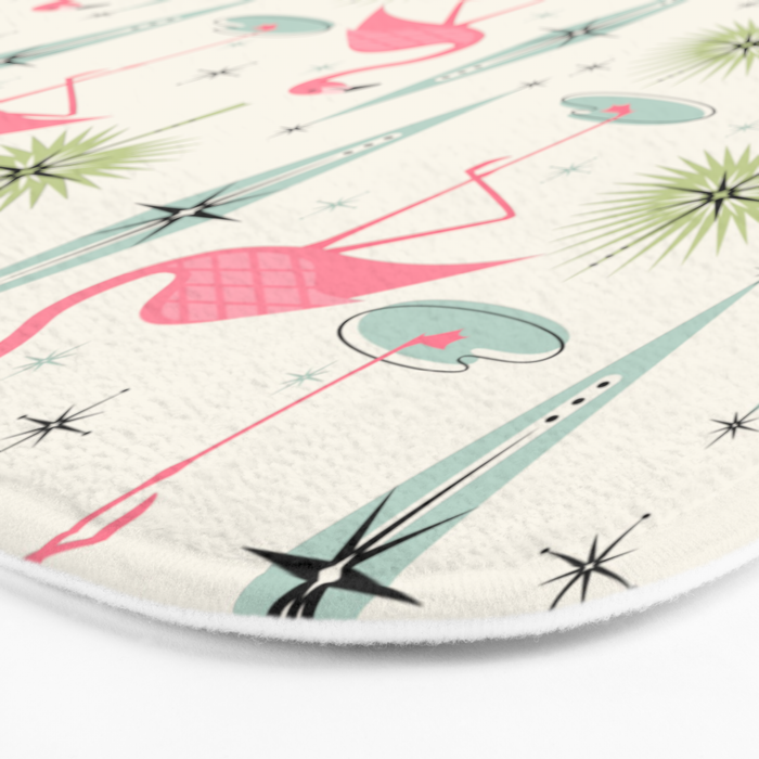 Atomic Flamingo Oasis - Larger Scale ©studioxtine Bath Mat Gallery Image 3
