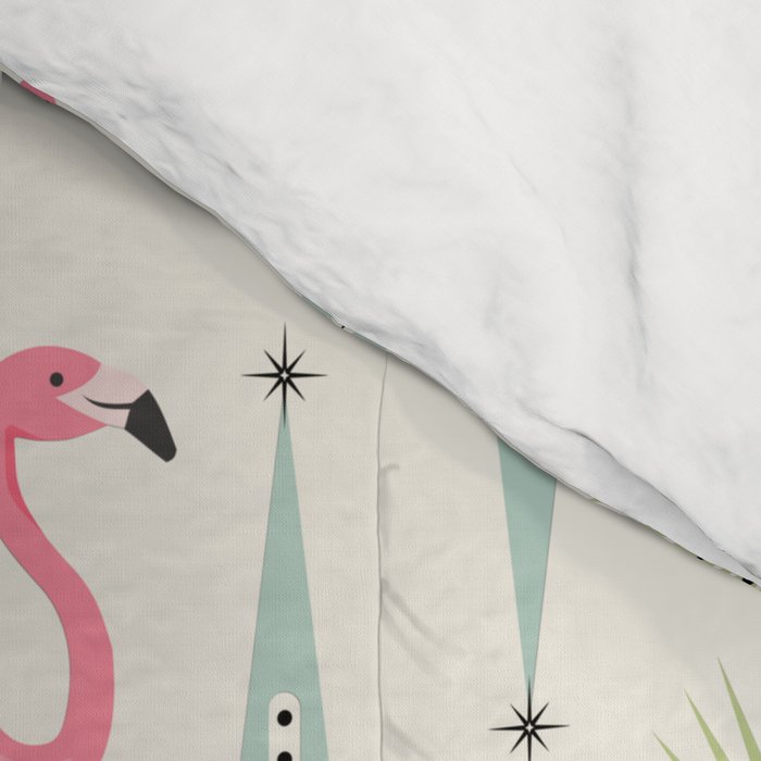 Atomic Flamingo Oasis - Larger Scale ©studioxtine Comforter Gallery Image 4