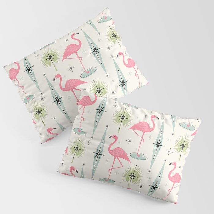 Atomic Flamingo Oasis - Larger Scale ©studioxtine Pillow Sham Gallery Image 3
