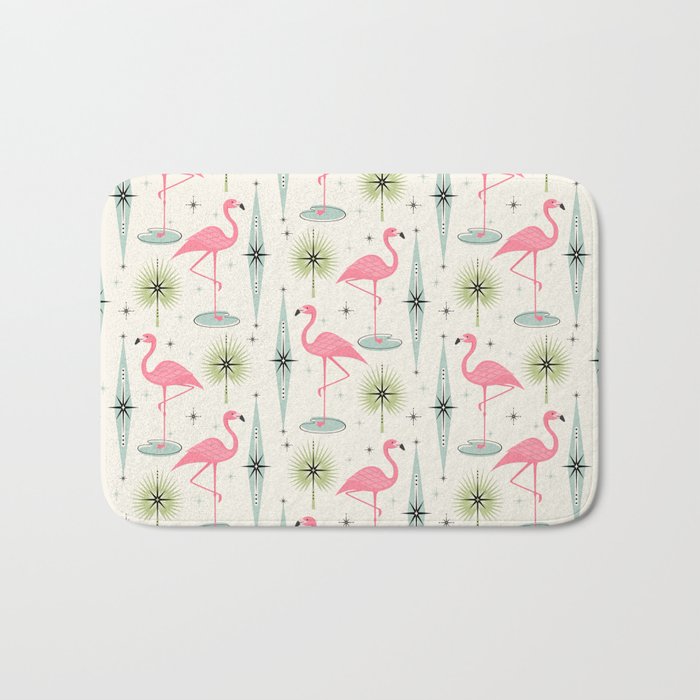 Atomic Flamingo Oasis - Larger Scale ©studioxtine Bath Mat Gallery Image 1