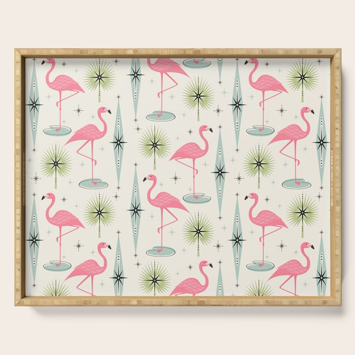 Atomic Flamingo Oasis - Larger Scale ©studioxtine Serving Tray Gallery Image 1