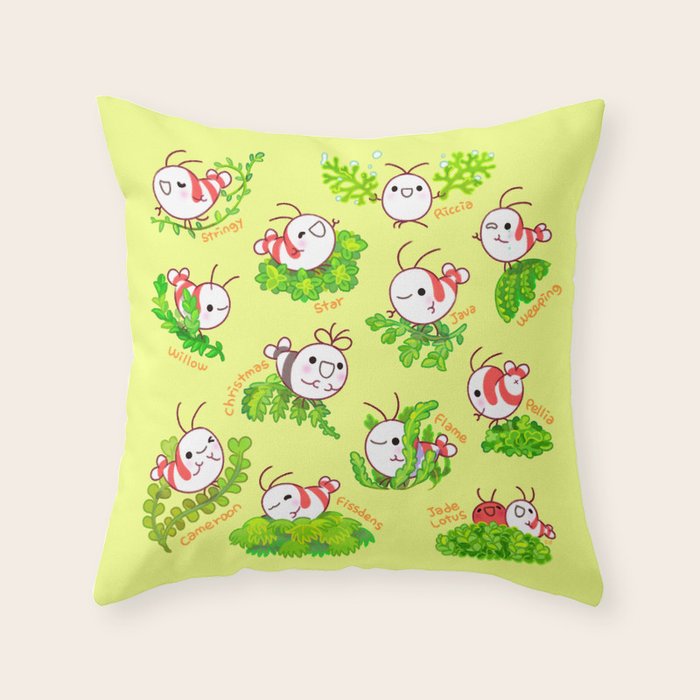 Shy shrimp and moss Throw Pillow Gallery Image 6