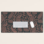 Peacock Dreams - Black & Terracotta Desk Mat Gallery Image 1