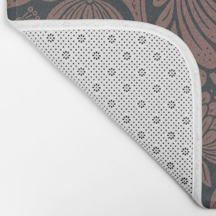 Peacock Dreams - Black & Terracotta Bath Mat Gallery Image 2