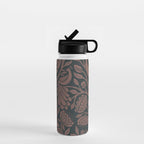 Peacock Dreams - Black & Terracotta Water Bottle Gallery Image 1