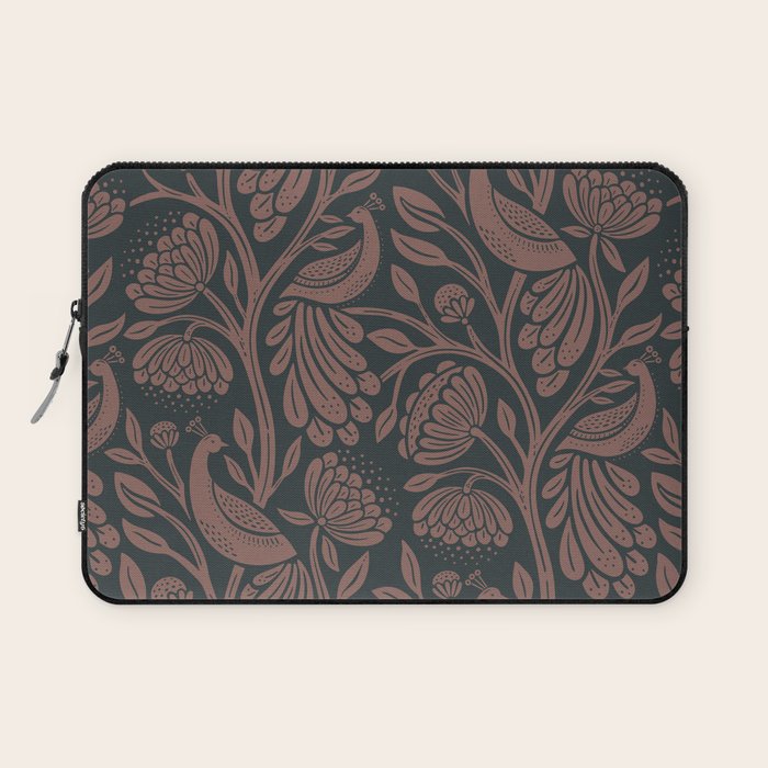 Peacock Dreams - Black & Terracotta Laptop Sleeve Gallery Image 1