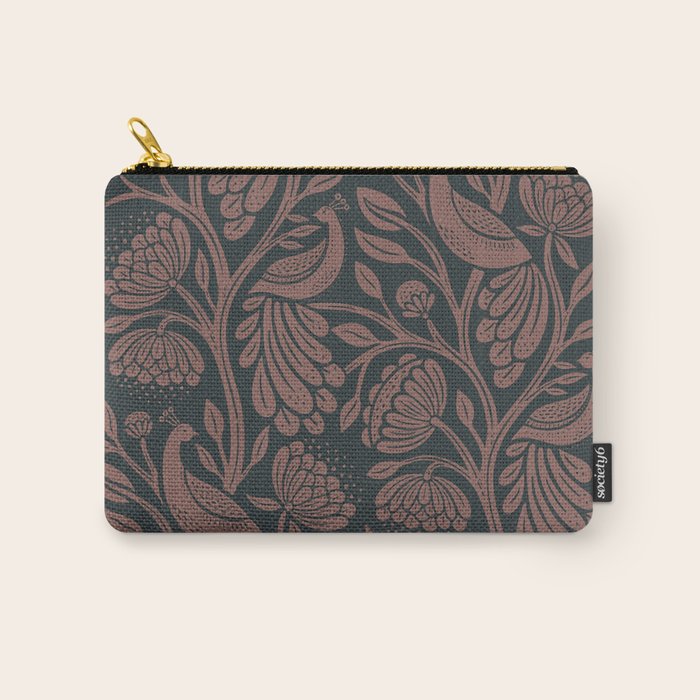 Peacock Dreams - Black & Terracotta Carry All Pouch Gallery Image 1