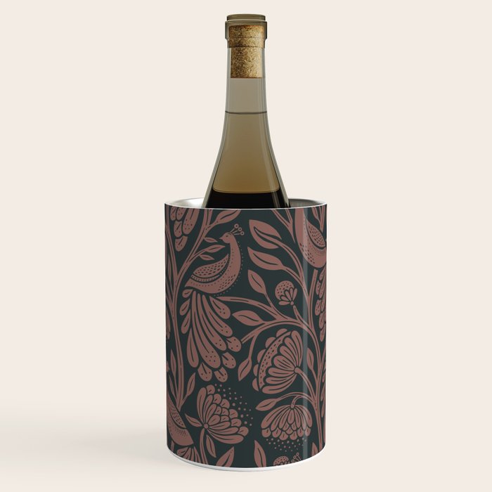 Peacock Dreams - Black & Terracotta Wine Chiller Gallery Image 1