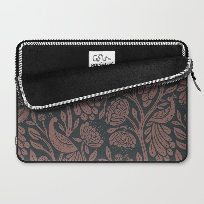 Peacock Dreams - Black & Terracotta Laptop Sleeve Gallery Image 2