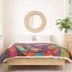 Colorful Cat Portrait Painting After Gustav Klimt Duvet Cover Gallery Image 3