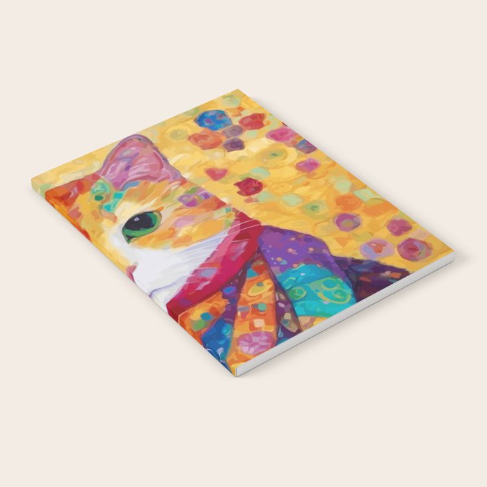 Colorful Cat Portrait Painting After Gustav Klimt Notebook Gallery Image 2