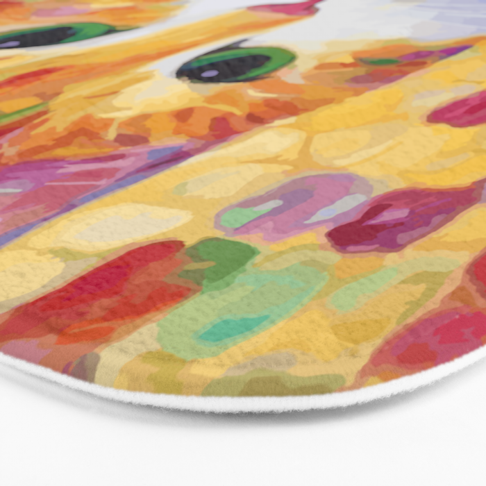 Colorful Cat Portrait Painting After Gustav Klimt Bath Mat Gallery Image 3