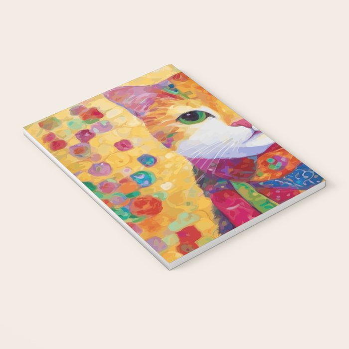 Colorful Cat Portrait Painting After Gustav Klimt Notebook Gallery Image 3