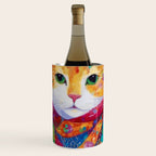 Colorful Cat Portrait Painting After Gustav Klimt Wine Chiller Gallery Image 1
