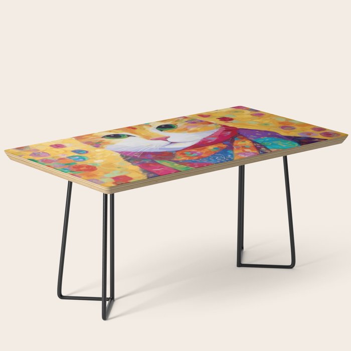 Colorful Cat Portrait Painting After Gustav Klimt Coffee Table Gallery Image 1