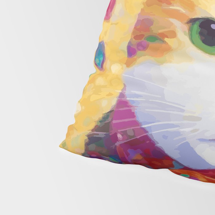 Colorful Cat Portrait Painting After Gustav Klimt Pillow Sham Gallery Image 4
