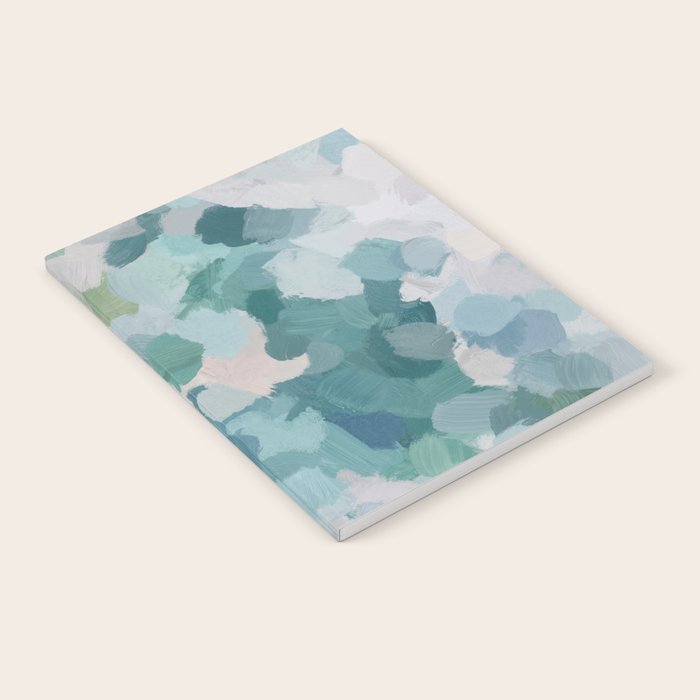 Flowers in the Wind II - Mint Green Sky Blue Teal Blush Pink Abstract Nature Nature Painting Art Notebook Gallery Image 2