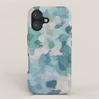 Flowers in the Wind II - Mint Green Sky Blue Teal Blush Pink Abstract Nature Nature Painting Art iPhone Case Gallery Image 1