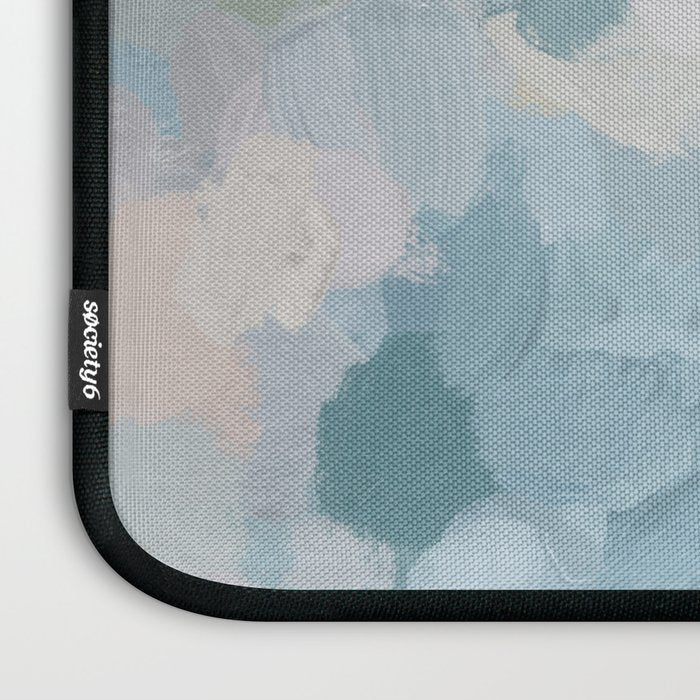Flowers in the Wind II - Mint Green Sky Blue Teal Blush Pink Abstract Nature Nature Painting Art Laptop Sleeve Gallery Image 3