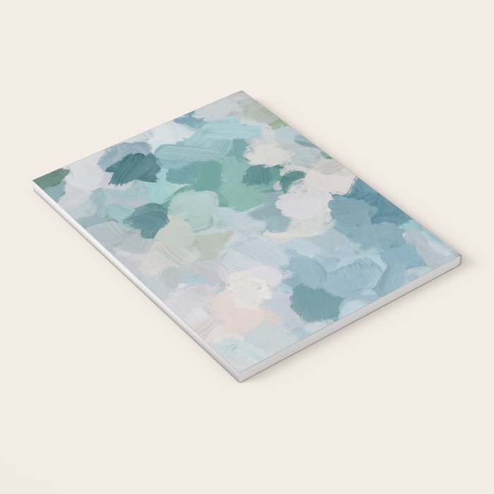 Flowers in the Wind II - Mint Green Sky Blue Teal Blush Pink Abstract Nature Nature Painting Art Notebook Gallery Image 3