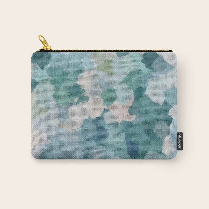 Flowers in the Wind II - Mint Green Sky Blue Teal Blush Pink Abstract Nature Nature Painting Art Carry All Pouch Gallery Image 1
