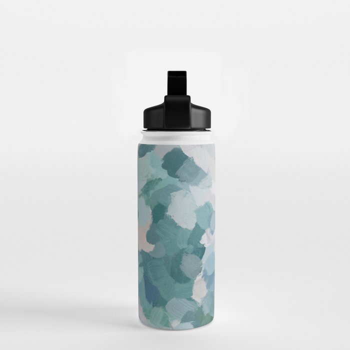 Flowers in the Wind II - Mint Green Sky Blue Teal Blush Pink Abstract Nature Nature Painting Art Water Bottle Gallery Image 2