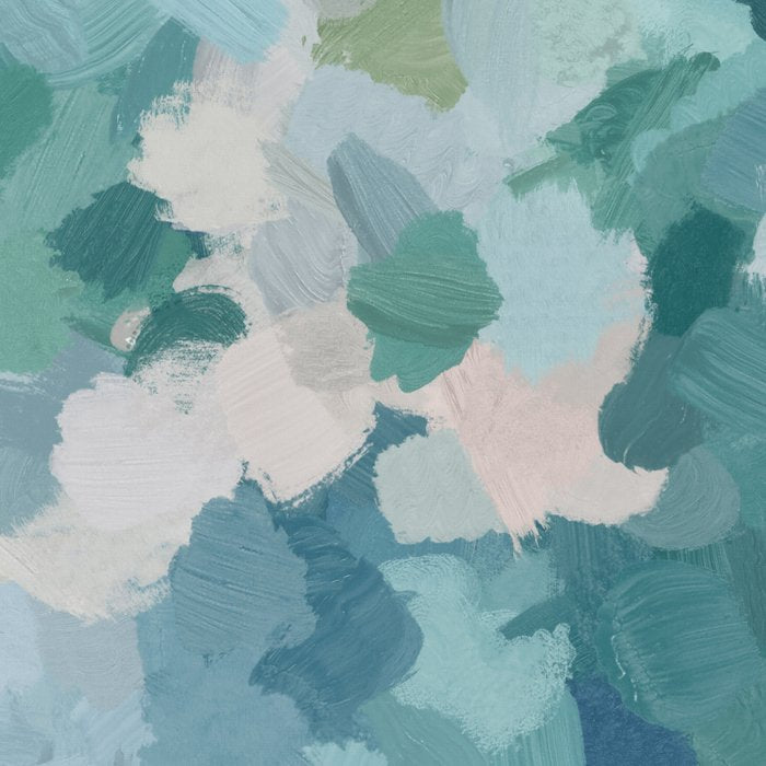 Flowers in the Wind II - Mint Green Sky Blue Teal Blush Pink Abstract Nature Nature Painting Art Coffee Mug Gallery Image 2